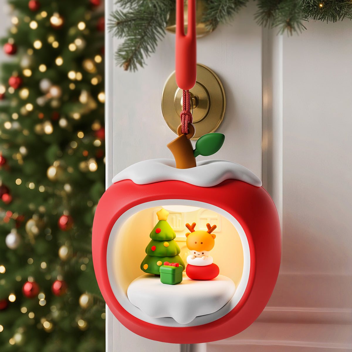 Hot Sale Apple House Christmas Atmosphere Light – 3 Light Modes, Tap-to-Glow Decorative Night Light