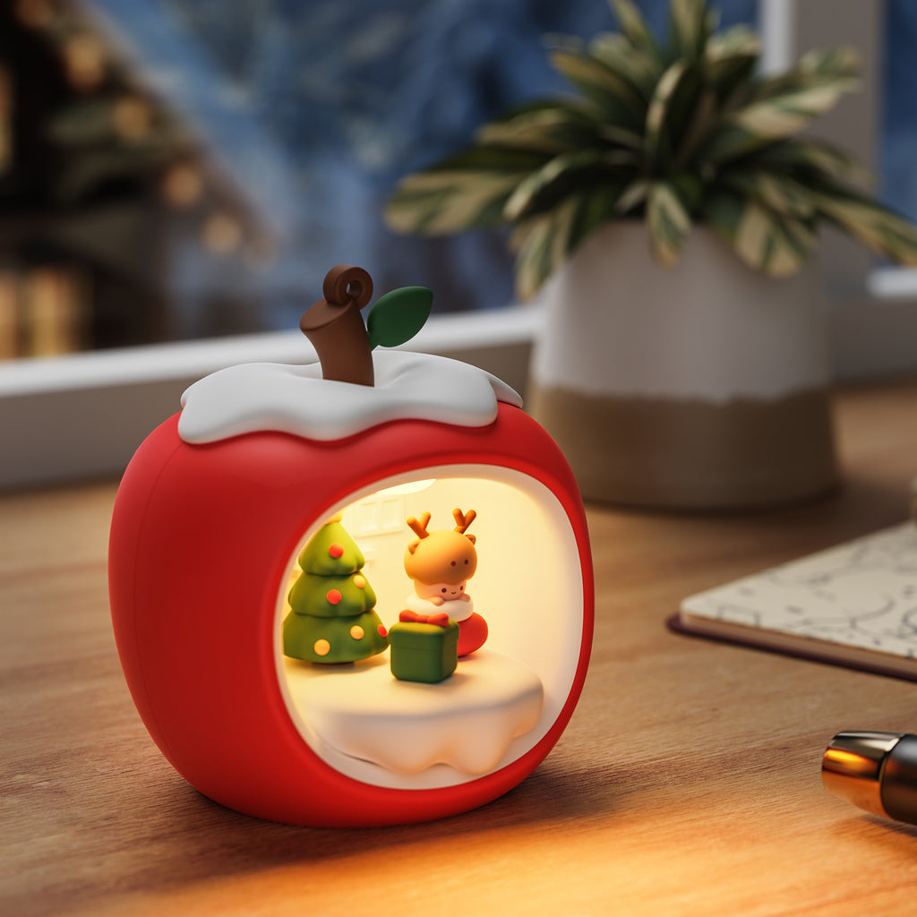 Hot Sale Apple House Christmas Atmosphere Light – 3 Light Modes, Tap-to-Glow Decorative Night Light