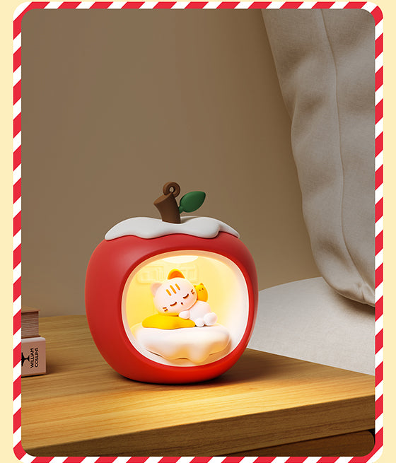 Hot Sale Apple Shaped LED Night Light Sleeping Cat Tap Control Dimmable Rechargeable Bedside Nightlight Kids Bedroom Decor